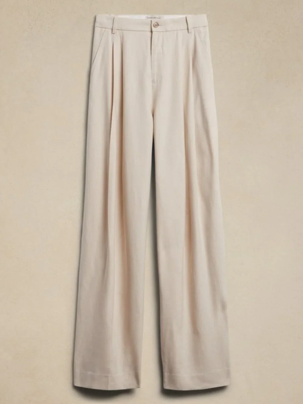 NWOT Banana Republic Lena Linen Blend Wide Leg Pants Cream Beige Sz 6